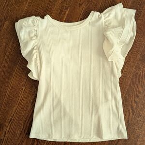 Zara Ruffle Sleeve Shirt White/Cream Color - Size Medium